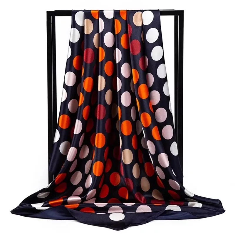 Шелковые шарфы Foulard 90*90 см квадратная голова хиджаб шарф Женский шифон шаль Бандана обертывание глушитель парео - Цвет: 49