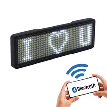 Insignia con nombre LED bluetooth, totalmente nuevo, compatible con varios idiomas, multiprograma, pantalla LED pequeña, HD, texto, dígitos, patrón, 2020