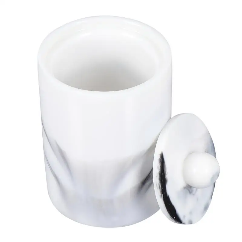 

1pc Faux Marble Swabs Storage Box Toothpick Jar Holder Dispenser Container