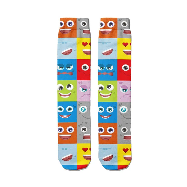 Sell Well Funny Expression Printed Women Socks Fashion Cute Cotton Long Socks Harajuku Christmas Warm Middle Tube Socks Female Style20