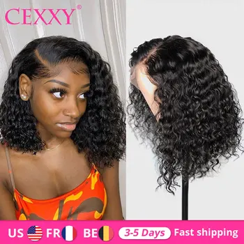 

European Curly Bob Lace Front Human Hair Wigs With Baby Hair Short Curly Bob Wigs For Women Pre-Plucked Deep Wave Wig Remy Hair