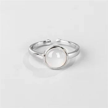 

Sodrov Silver 925 Jewelry For Women White Agate rRng Female Fashion Temperament Simple Personality Trend Adjustable Ring