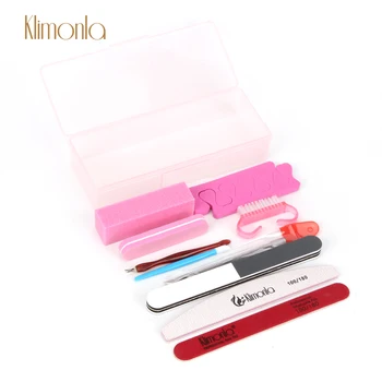 

New 11Pcs/Set Klimonla Combination Nail File&Pink Block&Nail Fork&Storage Box&Dust Brush UV Nail Polish Set Nails Care Supplier