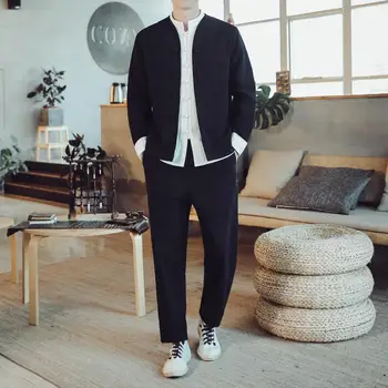 

4 Colors Plus Size Men Streetwear Two Piece Set Top And Pants Autumn Long Sleeve Shirt + Pants Men Clothes 2020 Set 5XL 4XL 3XL