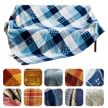 

Chenille Jacquard Tassels Soft Throw Blanket Sofa Chair Cover Tablecloth Warm Cozy Blanket Colorful Tribal Pattern