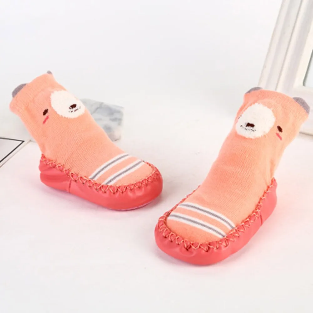 Носки-тапочки толстые теплые нескользящие носки с рисунками животных для маленьких мальчиков и девочек Теплые носки для малышей лучший подарок на Рождество