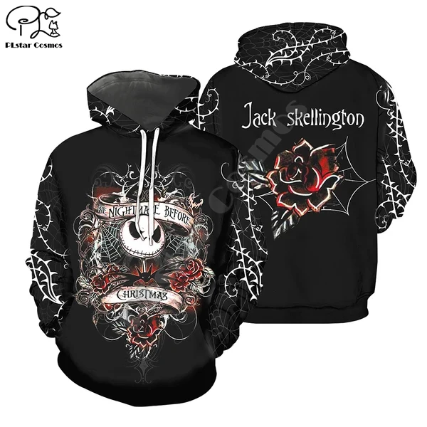 

PLstar Cosmos Halloween Nightmare before Christmas jack skellington Horror 3Dprint Men/Women Hoodies Funny Pullover Harajuku A-8