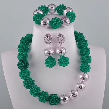 

Army Green Teel Green African Beads Jewelry Set Nigerian Necklace