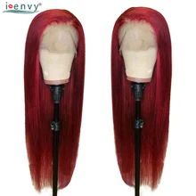 Яркий красный парик из натуральных волос на кружеве перуанские прямые волосы Remy 13X4 парик на кружевном фронте предварительно сорванный кружевной парик без клея для черных женщин