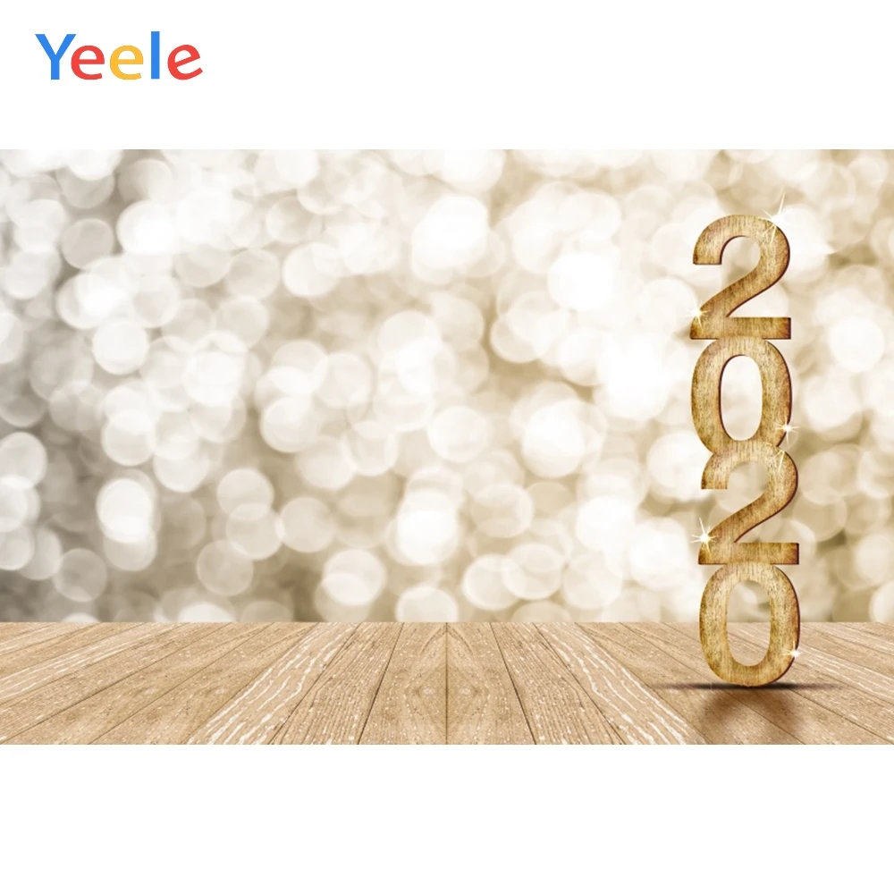 

Yeele Happy New Year Portrait Wood Bokeh Lights Photography Backdrops Personalized Photographic Backgrounds For Photo Studio