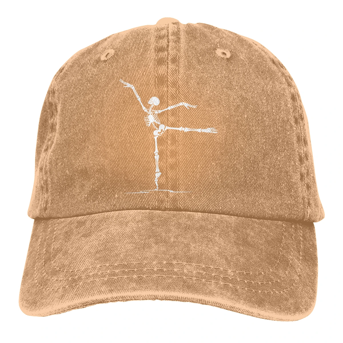 Балетный Скелет Череп Casquette черный унисекс Мужские Женские джинсовые бейсболка с ремешком кепки Регулируемый Гольф папа шляпа - Цвет: Хаки