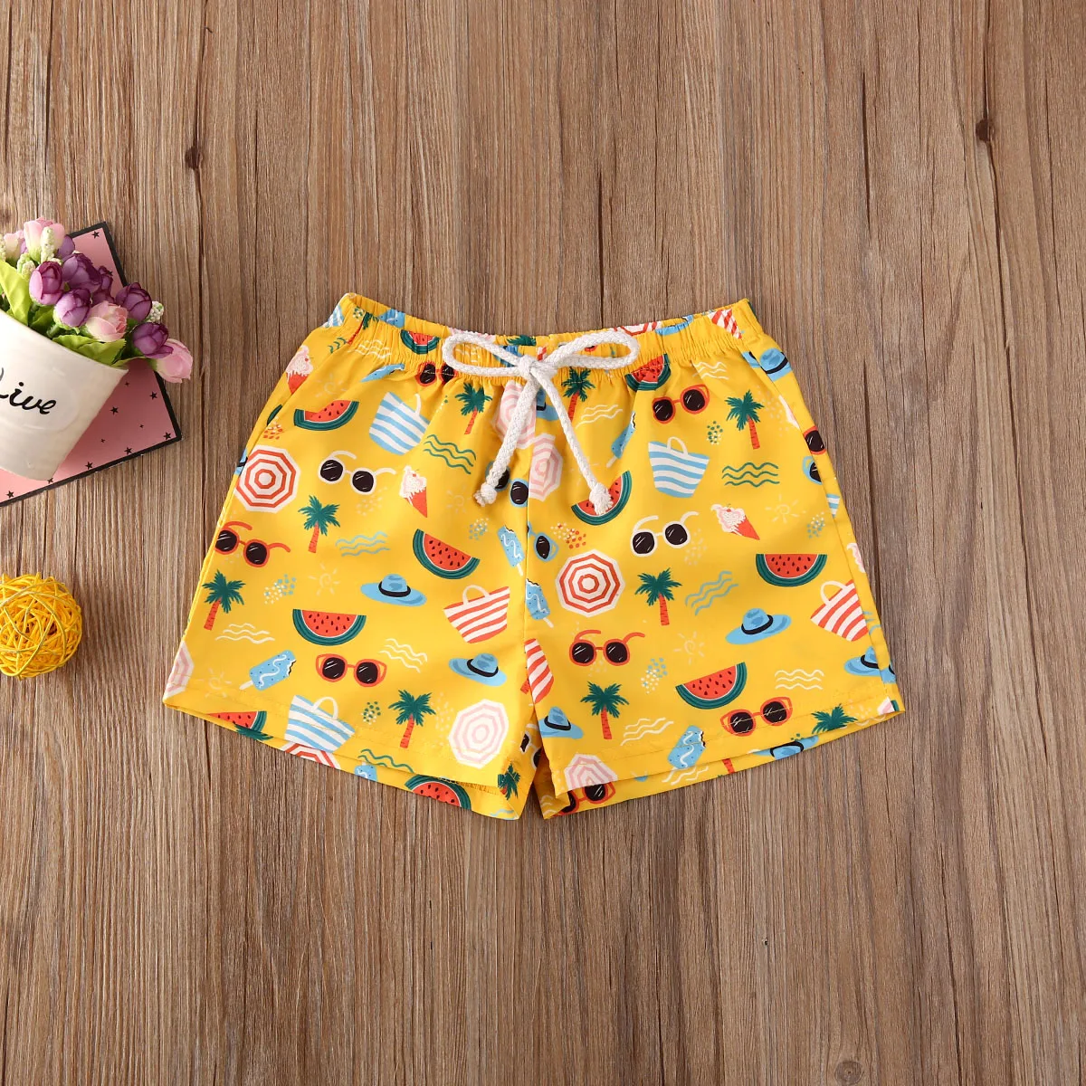 Детские шорты для плавания для маленьких мальчиков и девочек, Шорты для плавания, плавки, пляжная одежда, летняя От 0 до 4 лет - Цвет: Цвет: желтый