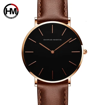 

2020 HANNAH MARTIN Brand Fashion Simple Japan Quartz Movement Watch Leather Strap Nylon Clock Women Analog Waterproof Wristwatch