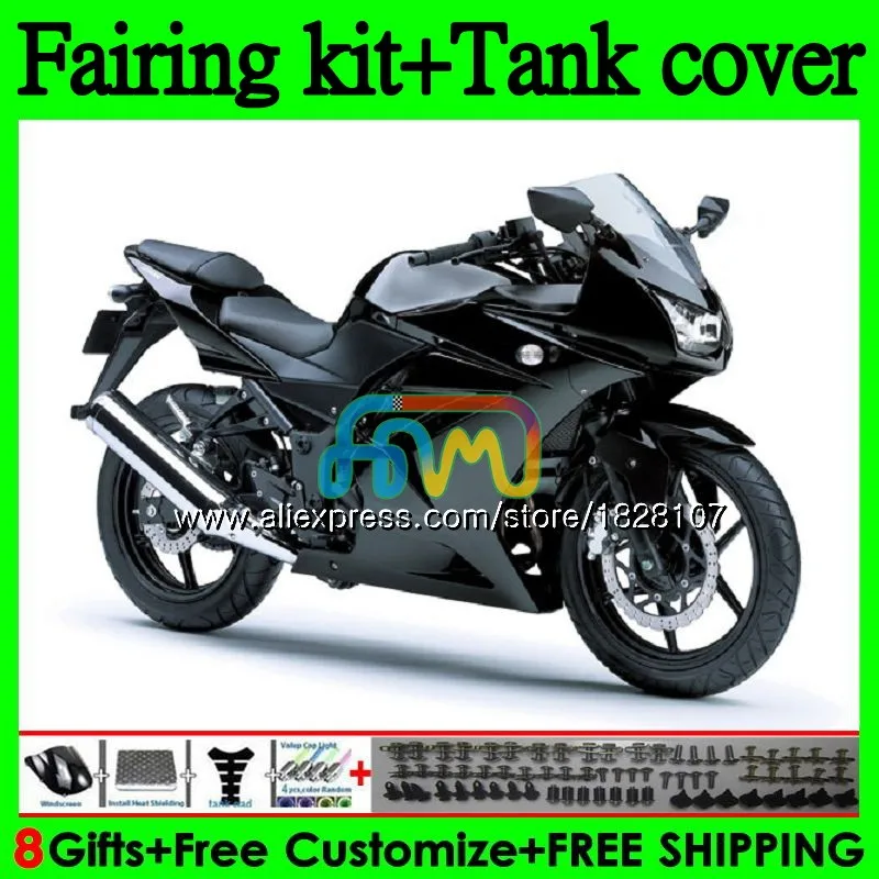 Майка для KAWASAKI ZX-250R EX-250 EX глянцевый черный ZX 250R 08 09, 10, 11, 12, 104BS. 128 EX250 ZX250R 2008 2009 2010 2011 2012 обтекатель