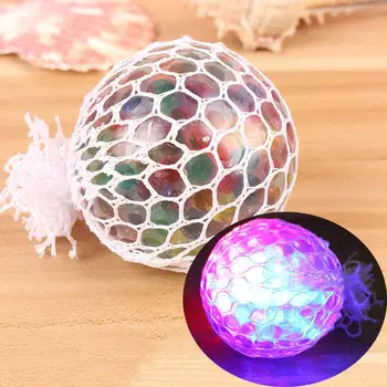 

1PC Funny Anti-Stress Sq uishy LED Mesh Ball Grape Squeeze Sensory Fruity Novelty Toys Kids & Adults Play Vent ToyS Gift
