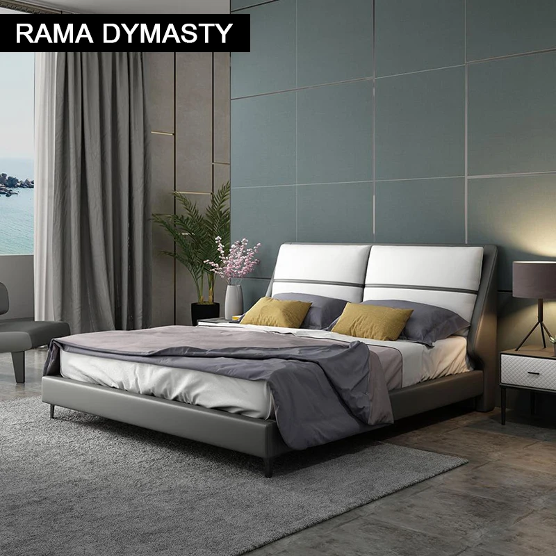 High Quality Genuine leather bed frame Soft Beds King/Queen size for bedroom bed