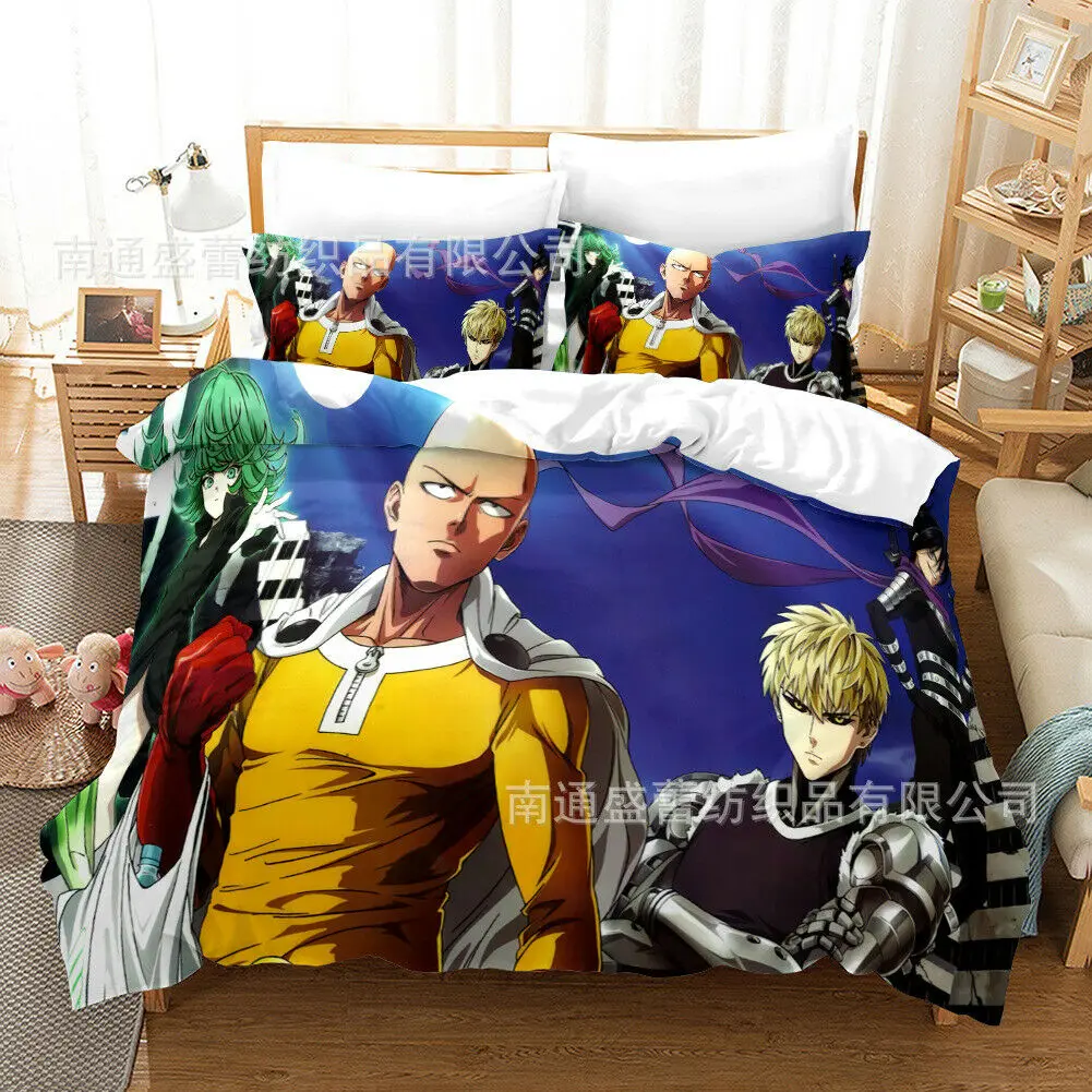 ONE PUNCHMAN Duvet Cover & Pillowcase 3D μ  ħ Ʈ 2/3 Pcs  ü  ŷ  ̺ Ŀ Ȩ 