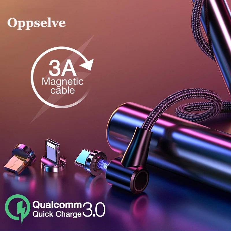 

Oppselve Type C Led Magnetic 3.0A Fast Charger Wire for iPhone 11 Pro Max Data Wire for Samsung S10 9 8 Phone Micro USB Cable