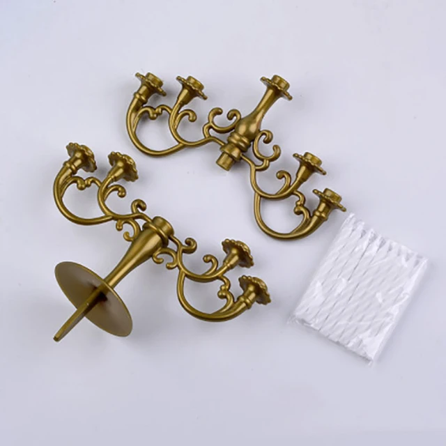 1Set Dollhouse Miniature Candles and Candlestick Birthday Party Cake Candle Holders Toppers For Dollhouse Decoration 4