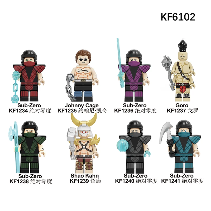 KF6108 Mortal Kombat Строительные блоки мини-кирпичи Sub-zero Скорпион Джони Кейдж Горо Китана Шао Кан фигурки модель игрушки