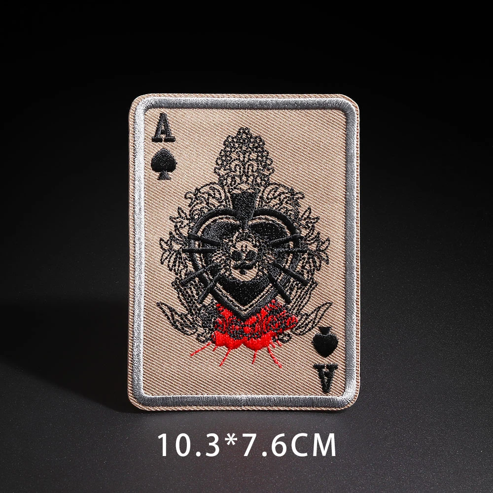 5 Pcs Playing Cards Ace of Spades Skull Head Patches Embroidered Hook And  Loop Bags Clothing Armbands Accessories Applique Badge - AliExpress