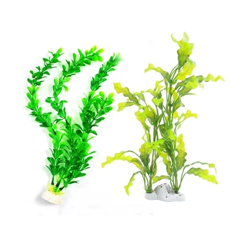 

2 Pcs Plastic Manmade Underwater Green Plants for Aquarium Fish Tank, 12 Inch & 15.7 Inch