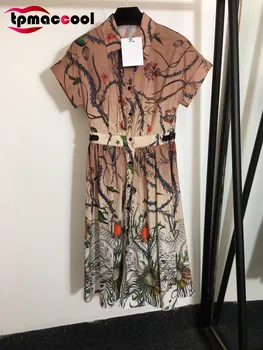 

luxury designer Runway women high end dresses Summer Celebrity Inspired floral print cotton vintage party midi dress elegant S-L