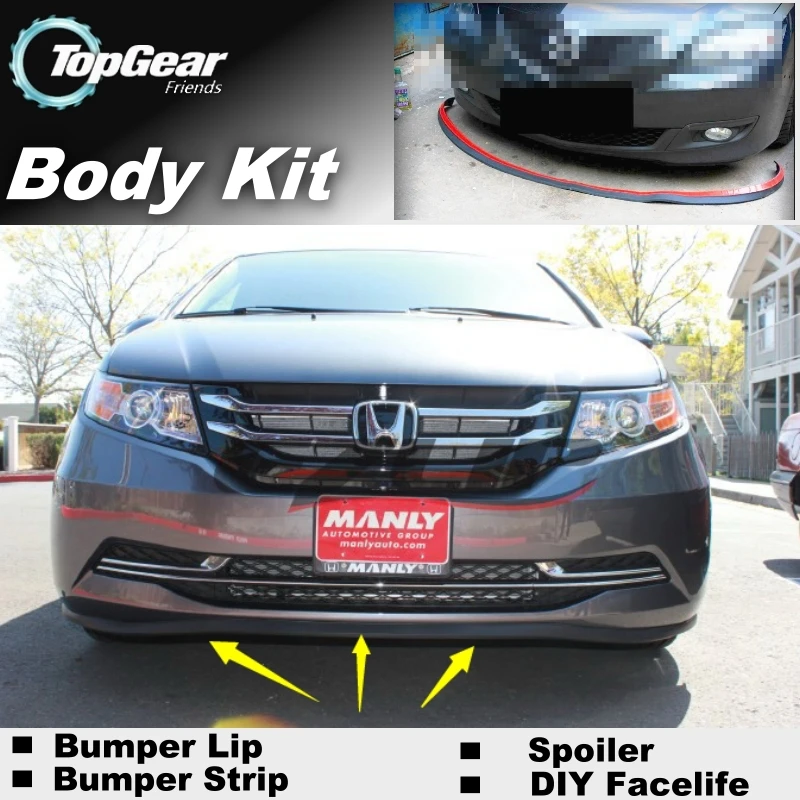 For HONDA Elysion RR 2004~2019 Bumper Lip / Top Gear Front Spoiler Car Tuning TOPGEAR Body Kit + Strip Skirt | Автомобили и
