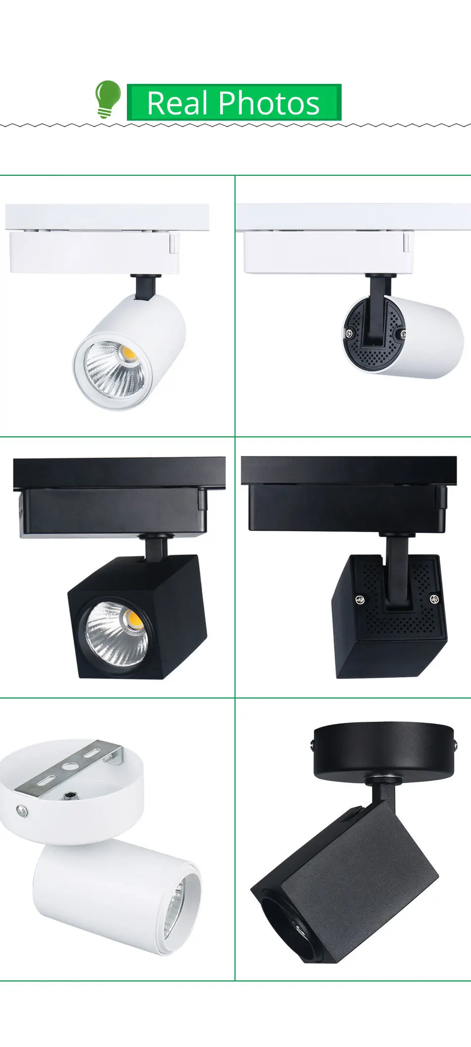 LED Track Light Spot Rail Lights 12W CREE Ceiling Clothing Shop Store Windows Spotlights Lighting COB Square Rail Lamps Fixtures (3)