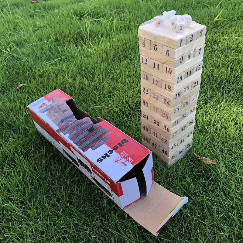 

54 Grain Bricks Pro Numerical Jenga Stack-up Pumping Building Blocks Educational Force CHILDREN'S Wooden Toy Adult Board Game