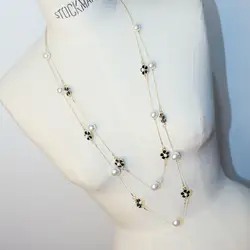 CX-Shirling двухслойные хрустальные бусины камелла цветок длинное ожерелье s модный бренд свитер цепь ожерелье Женские аксессуары
