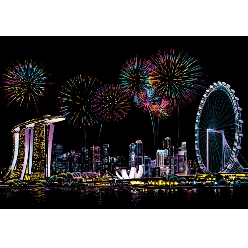 New Colorful urban adult decompression scratch painting toy night DIY hand-painted creative birthday gift Home decoration M043 3