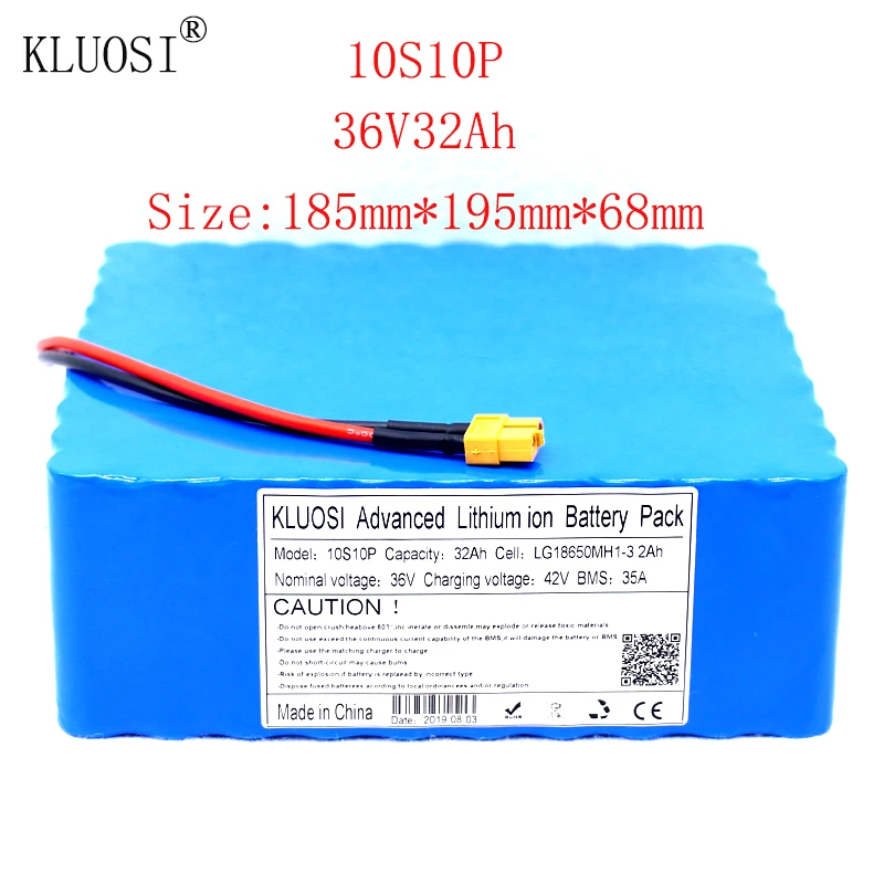 KLUOSI 36V 10S10P 32Ah 1200W высокомощный литий-ионный аккумулятор для электрического автомобиля, велосипедный скутер 35A сбалансированный BMS