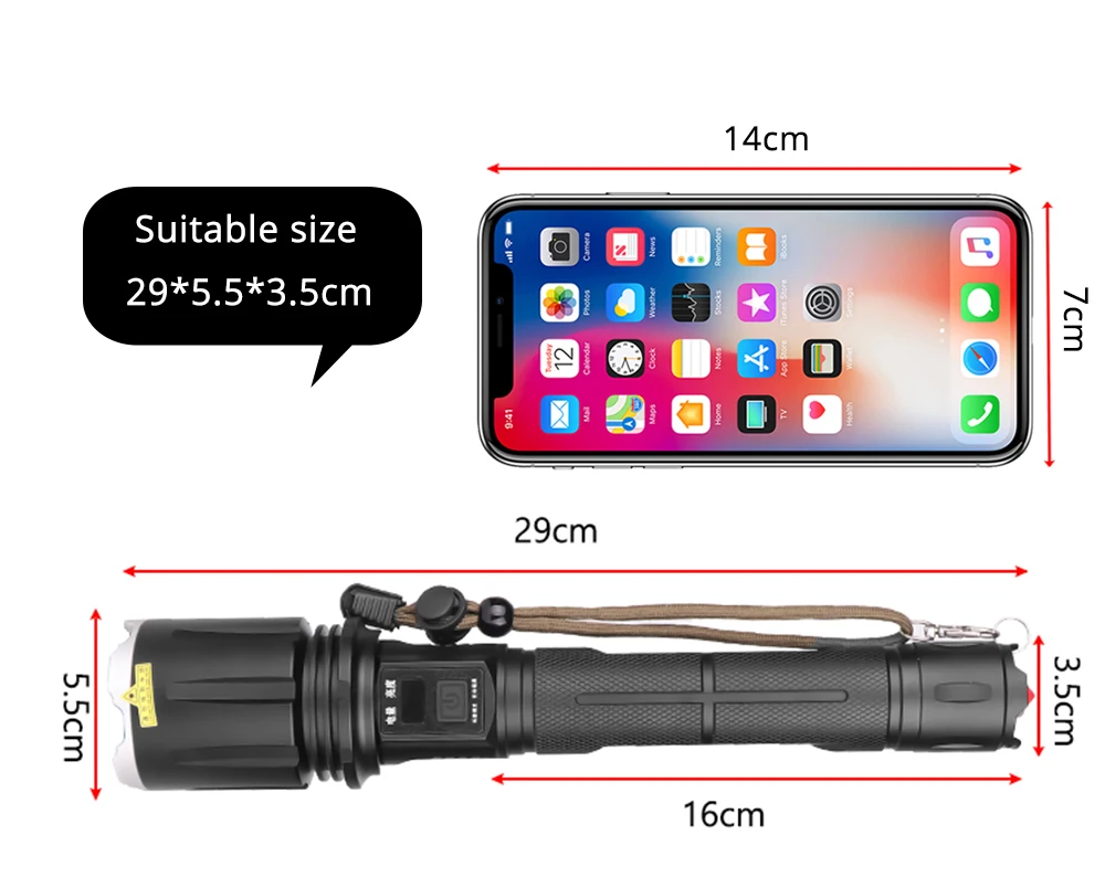 Lâmpada com Conta Superclara com Mtg2 Usb e Função de Saída à Prova Luz de Caça com Zoom Lanterna Poderosa Tática Entrada D'água Led 4 com conta, tática, entrada usb e função