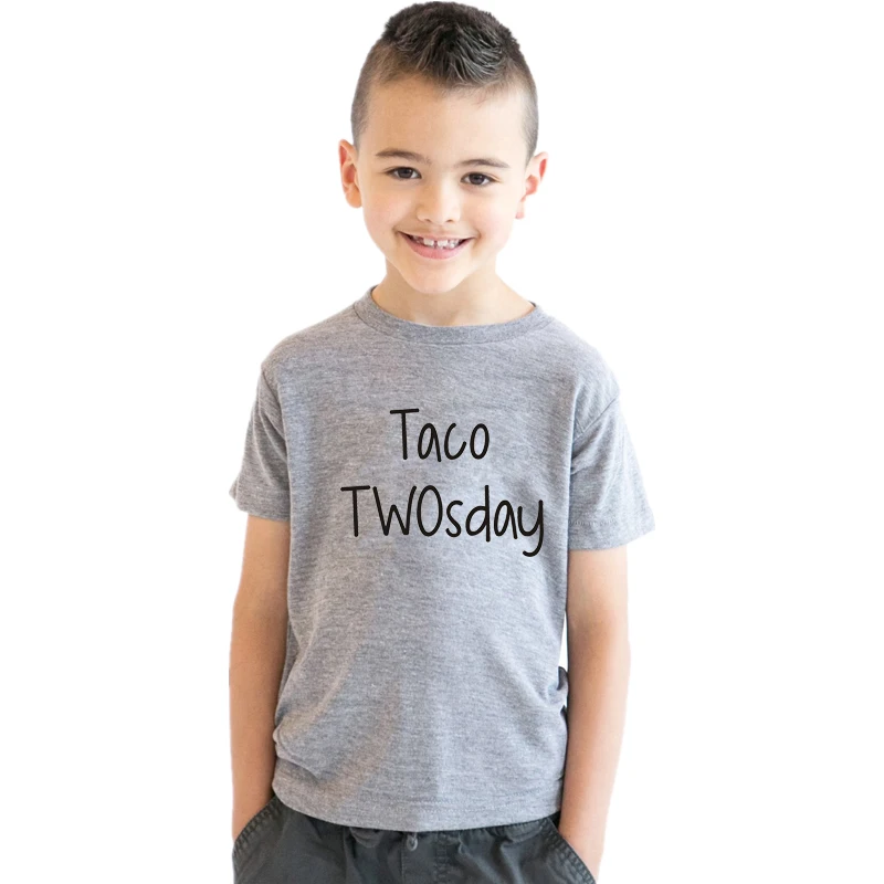 Детская футболка Летняя с надписью Taco Twosday свободная короткими рукавами для