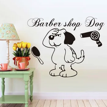 Billige Barber Shop Hund Wand Aufkleber Pet Salon Wand Aufkleber Home Decor Vinyl Adhesive Aufkleber Wohnzimmer Dekoration