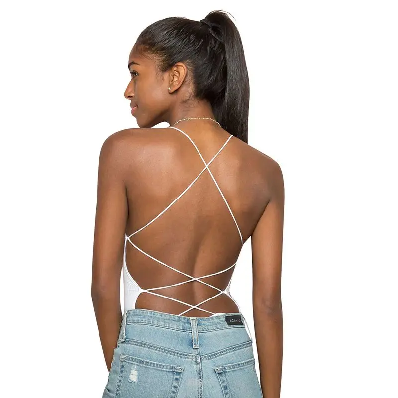 Body sexy con espalda descubierta para mujer, Top con tirantes finos, traje de playa para verano