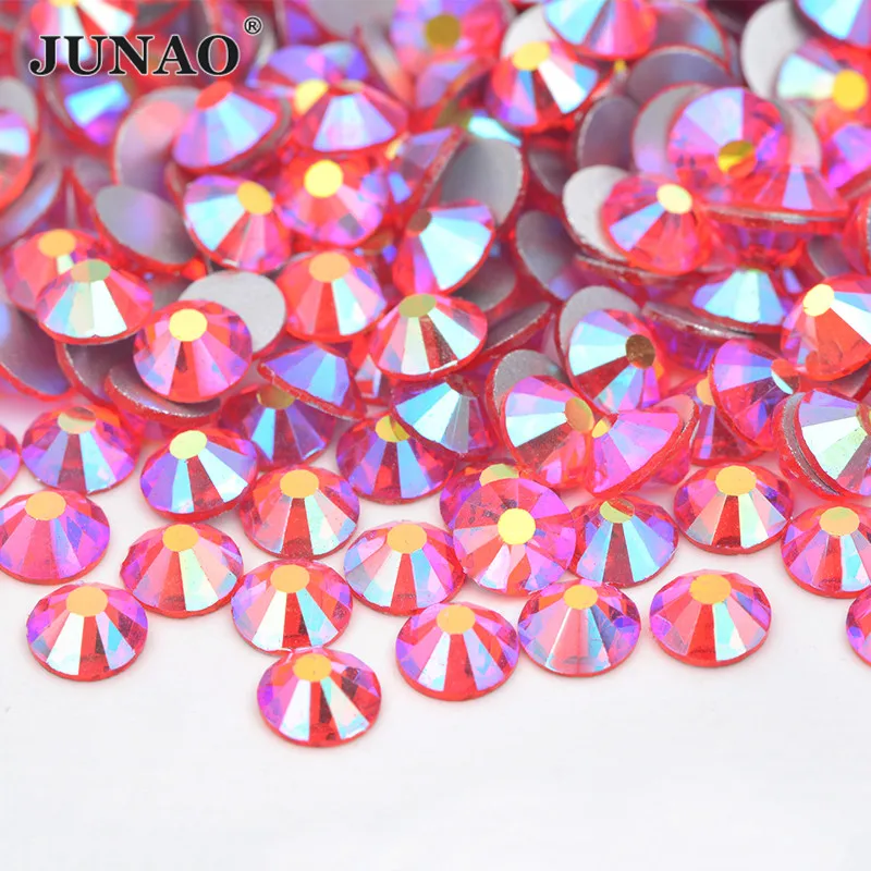JUNAO SS16 SS20 гиацинт AB плоские с оборота Стразы для ногтей круглые стеклянные хрустальные камни аппликация для одежды Ювелирные изделия