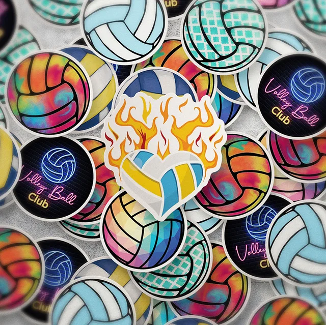 100 Adesivi Pallavolo In Vinile - Per Laptop, Auto, Skateboard - Design Sportivo - Impermeabili - Foto 10