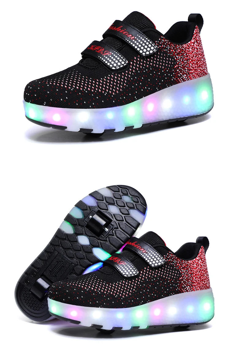 Heelys USB зарядка светодиодный Красочные Дети Мода кроссовки с два колеса роликовые коньки обувь для мальчиков и девочек