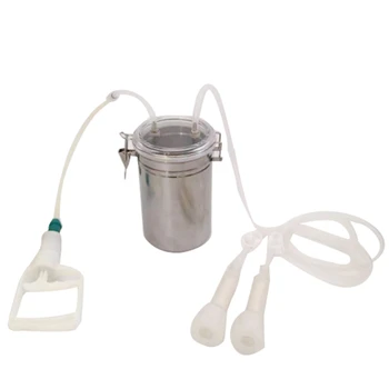 

NEW-2L Manual Double Head Milking Machine Portable Breast Pump DIY Squeezing Milk Household Small Milking Machine for Goat
