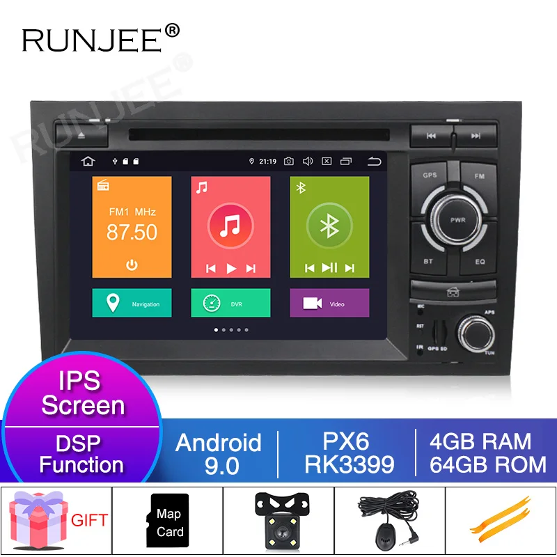RUNJEE 4 г 64 шесть ядер Android 9 dvd плеер автомобиля для Audi A4 B6 B7 S4 RS4 сиденье Exeo