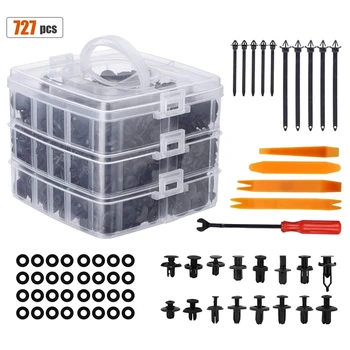 

727 Pcs Bumper Retainer Clips Car Plastic Rivets Fasteners Push Retainer Clips Kit Door Trim Panel Fender Clips