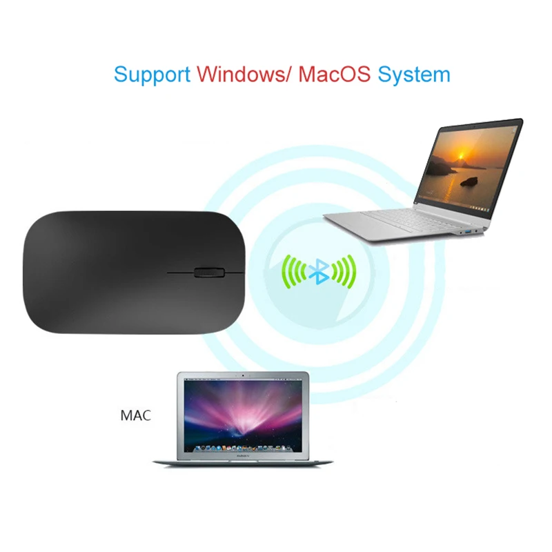 Аккумуляторная игровая мышь для Macbook Lenovo Asus 1600 USB беспроводная Bluetooth ноутбук