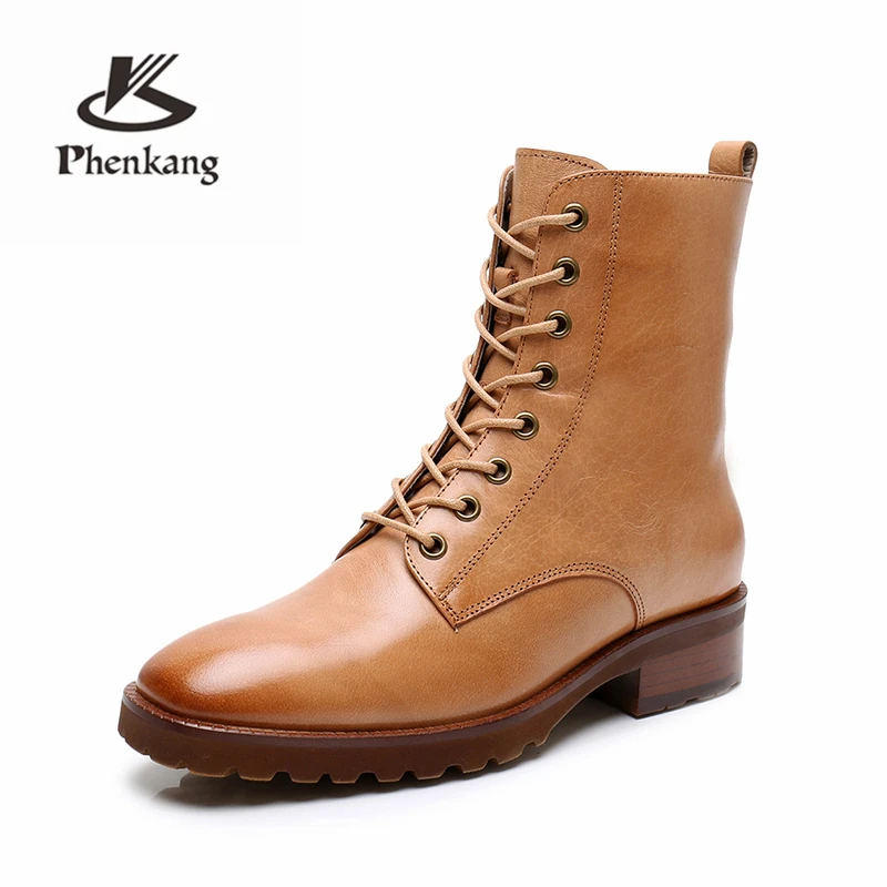 

Yinzo Women Winter Snow Boots Genuine leather Ankle Spring cheleas boot woman Short Boots 2019 women boots red brown