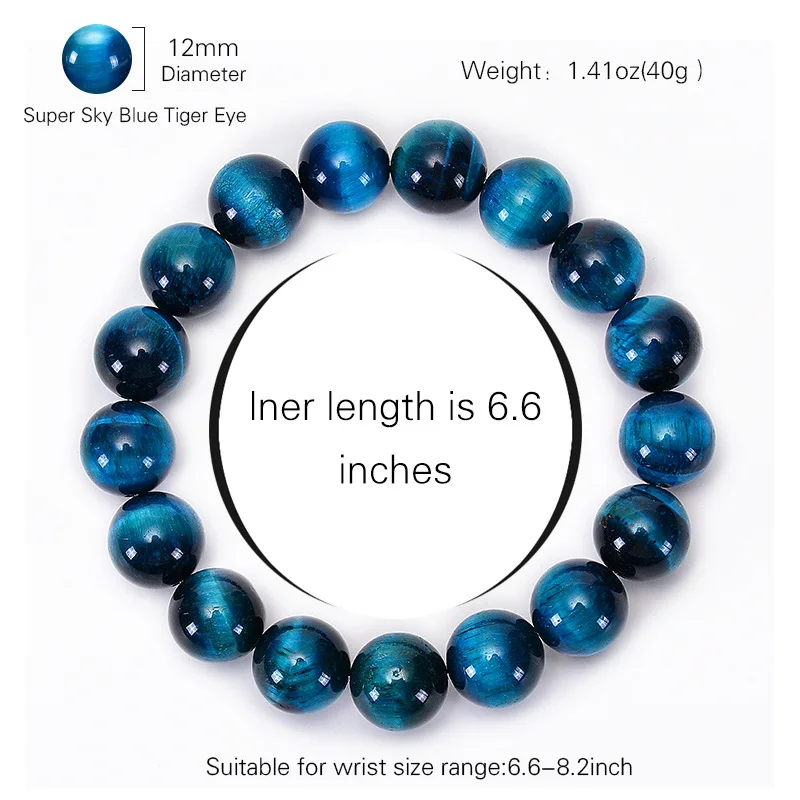 Minimalist 6mm 8mm 10mm Lake Blue Tiger eyes Beads Bracelet Men Natural Stone Braslet For Man Handmade Casual Jewelry Pulseras