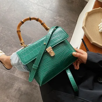 

2019 Brand Designer Retro Pu Small Handbag Quality Designer Bag Women Fashion Totes Female Outwear Wood Handle Handbag