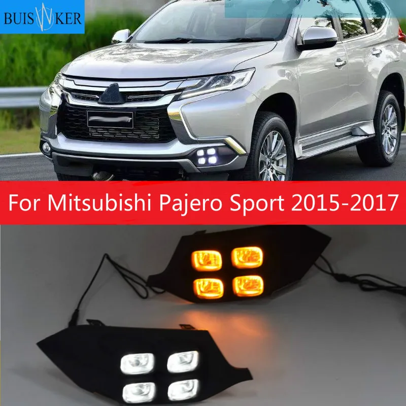 For Mitsubishi Pajero Sport 2015 2016 2017 4Eyes Super Brightness Car Accessories ABS 12V LED Daytime Running Light DRL Lamp | Автомобили