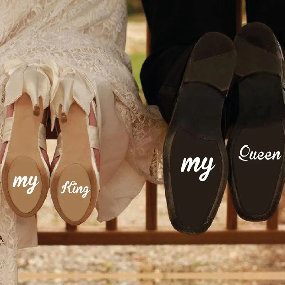 4pcs My King/Queen Wedding Shoes Decor Marriage Accessories Bride Groom  Vinyl Wedding Stickers Waterproof Adhesive Shoe Decal - купить по выгодной  цене | AliExpress