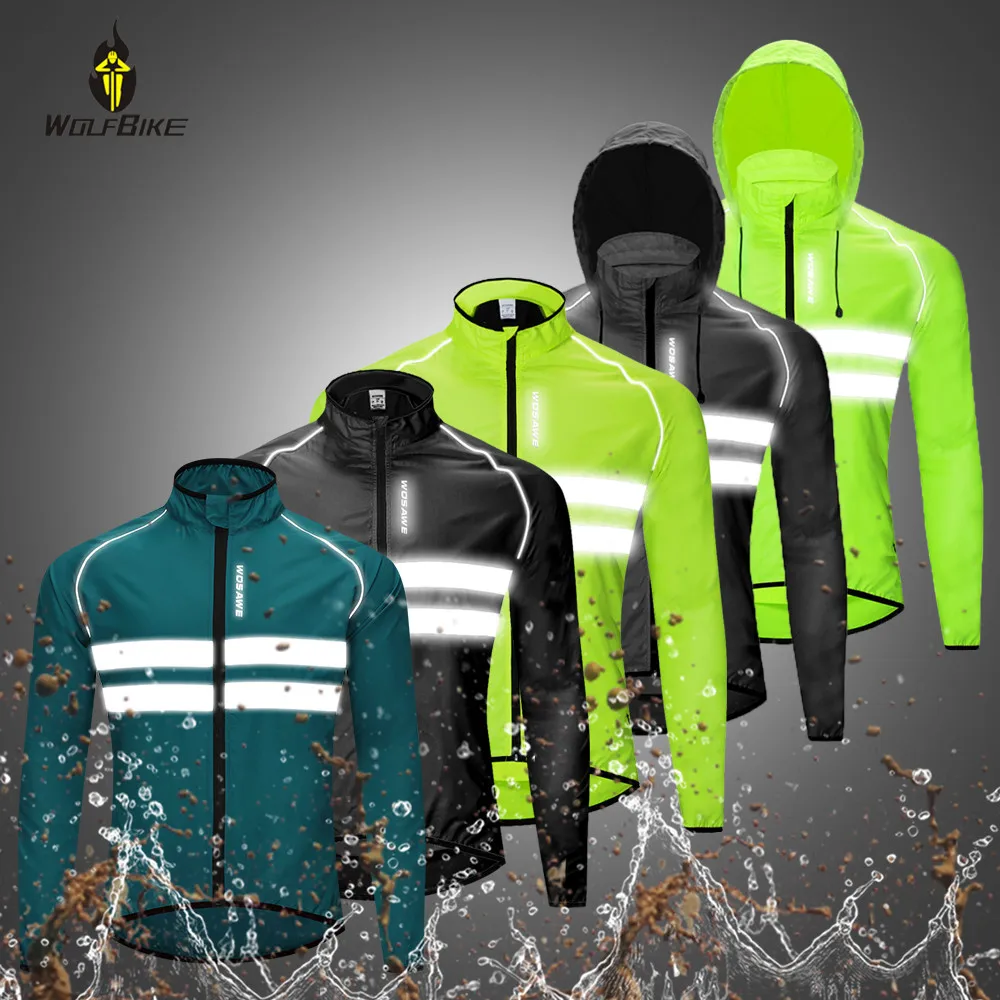 HIGH VIZ CYCLING JACKET WINDPROOF WATERPROOF RAIN COAT BICYCLE JERSEYS FOR MEN